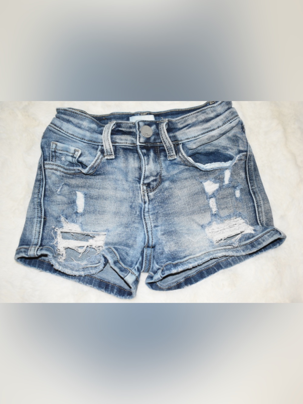 Distressed Light Wash Denim Shorts